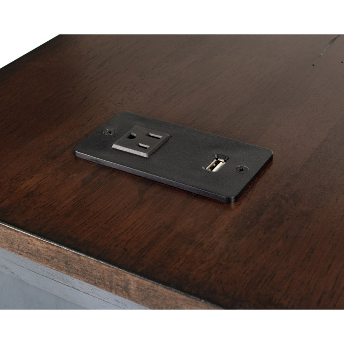 Gracie Oaks Ashworth Tray Top End Table with Storage and BuiltIn